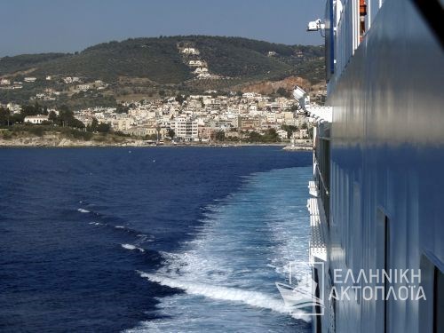 departure from the port of Mytilene