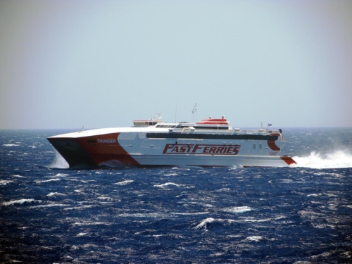 departure from the port of Syros